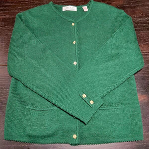 Karen Scott Vintage Wool Blend Cardigan Size Large Green Cottagecore Grandma